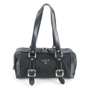 Prada Tessuto leather shoulder bag triangle logo black
